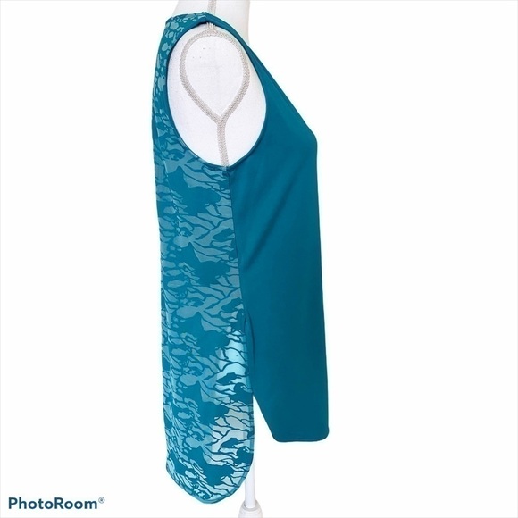 Tangerine NWT Burnout Layered Sleeveless Athletic Workout Gym Tank Teal Size S - Picture 2 of 9